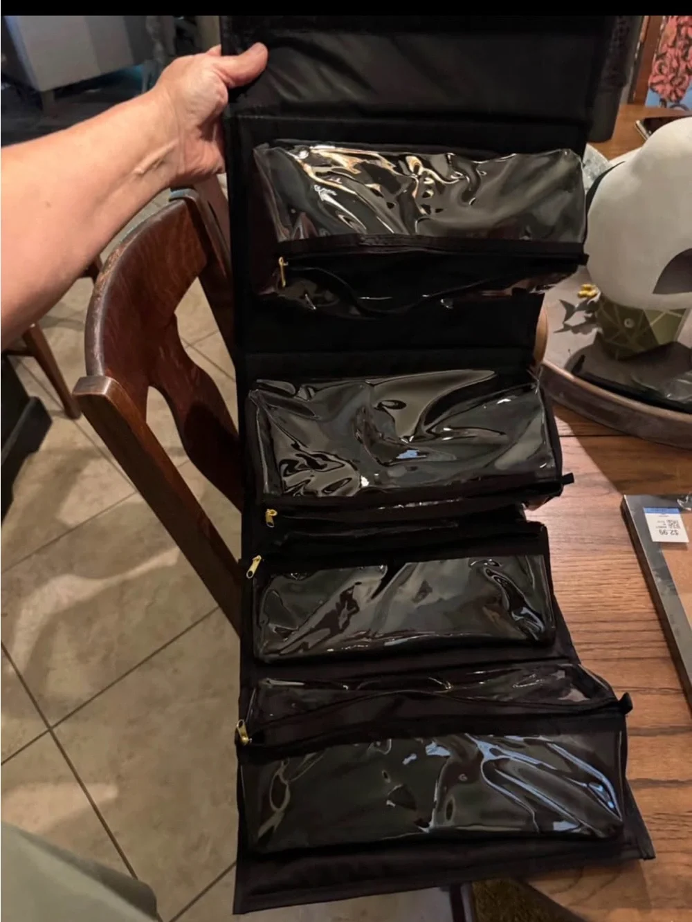 New Quilted Black Travel large removable sections